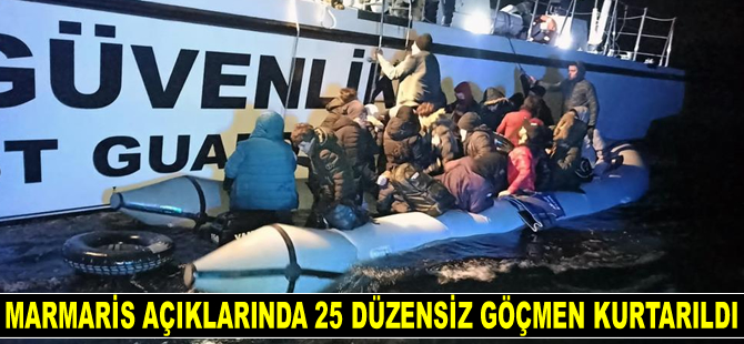 Marmaris’te 25 düzensiz göçmen kurtarıldı