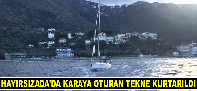 Hayırsızada'da karaya oturan tekne kurtarıldı