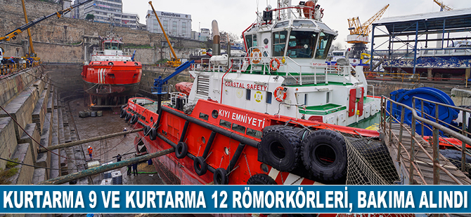 Kurtarma 9 ve Kurtarma 12 römorkörleri, Haliç Tersanesi’nde bakıma alındı