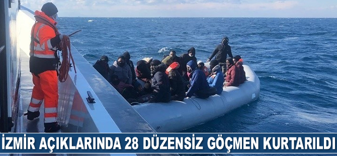 İzmir açıklarında 28 düzensiz göçmen kurtarıldı