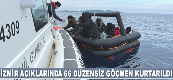 İzmir açıklarında 66 düzensiz göçmen kurtarıldı