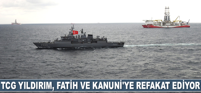 TCG Yıldırım, Fatih ve Kanuni sondaj gemilerine refakat ediyor
