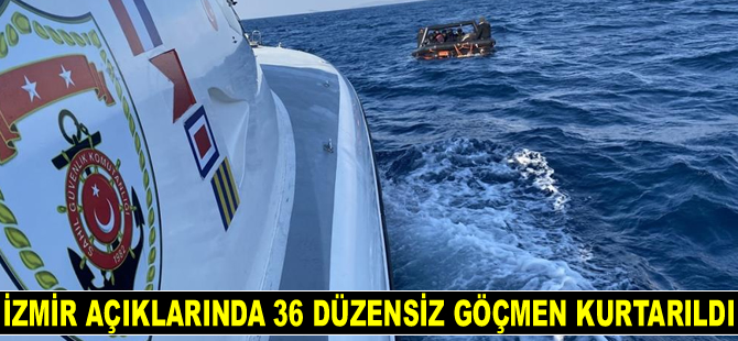 İzmir açıklarında 36 düzensiz göçmen kurtarıldı