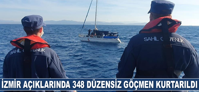 İzmir açıklarında 348 göçmen kurtarıldı