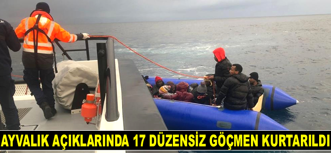 Ayvalık açıklarında 17 düzensiz göçmen kurtarıldı
