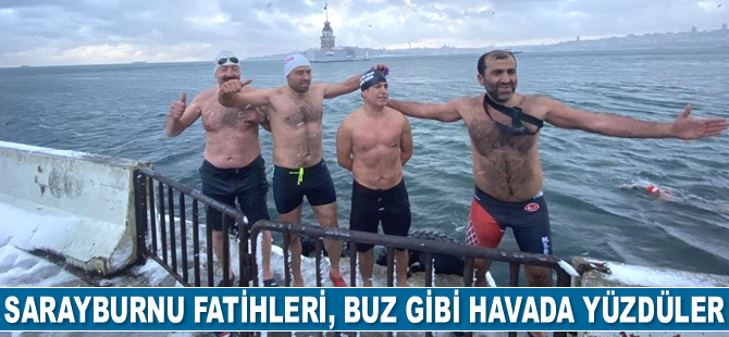 Sarayburnu Fatihleri, Kız Kulesi'ne karşı buz gibi havada yüzdüler