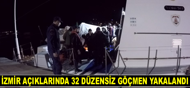 İzmir açıklarında 32 düzensiz göçmen yakalandı
