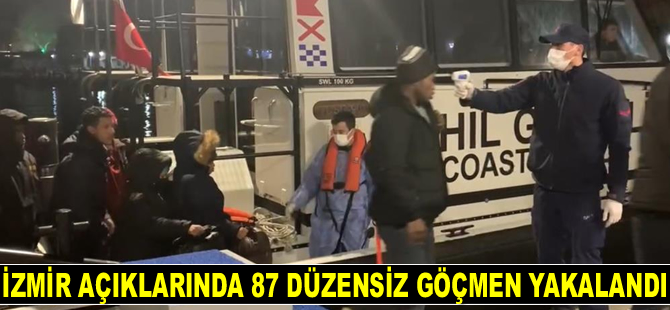 İzmir açıklarında 87 düzensiz göçmen yakalandı