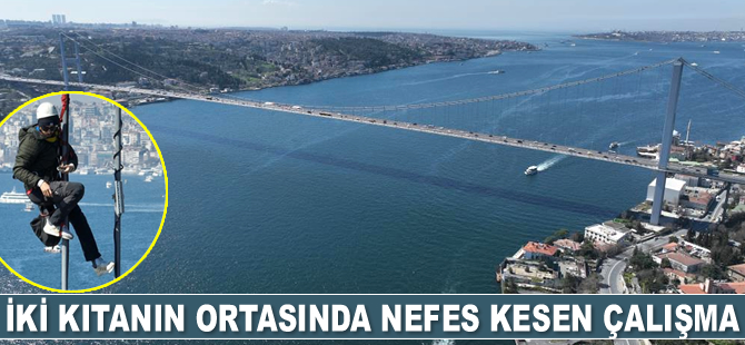 15 Temmuz Şehitler Köprüsü'ndeki bakım çalışması yapılıyor