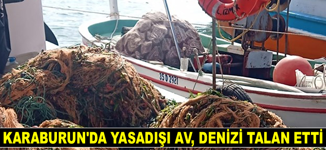Karaburun’da yasadışı av denizi talan etti