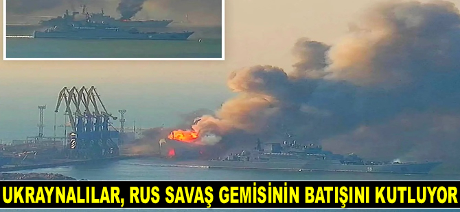 Ukraynalılar, Rus savaş gemisinin batışını kutluyor