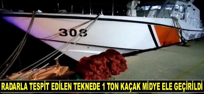Edirne’de radarla tespit edilen teknede 1 ton kaçak midye ele geçirildi