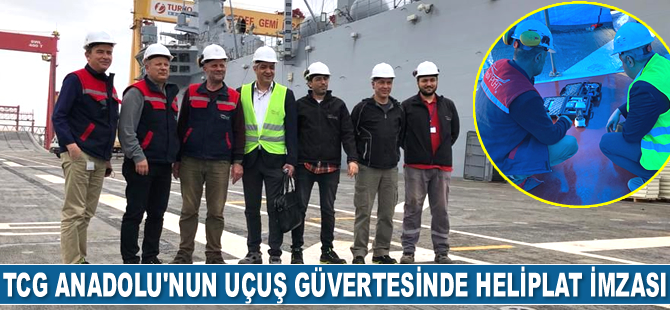 TCG Anadolu’nun uçuş güvertesi kaymaz kaplama uygulaması tamamlandı