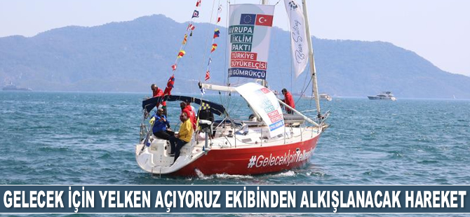 Hopa’dan yola çıkan yelkenciler, Marmaris’e tohum ve kozalak getirdiler