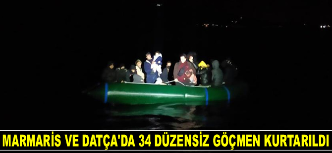 Marmaris ve Datça’da 34 düzensiz göçmen kurtarıldı