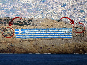 Keçi Adası'ndaki Yunan askerleri ve adaya yerleştirilen ağır silahlar görüntülendi