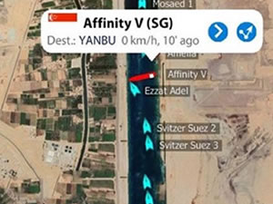M/T AFFINITY V isimli tanker, Süveyş Kanalı'nda karaya oturdu