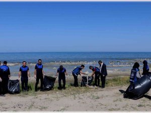 Zabıta ekipleri, Van Gölü sahilinde temizlik çalışması yaptı