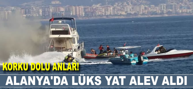 Antalya'da lüks yat denizde alev aldı