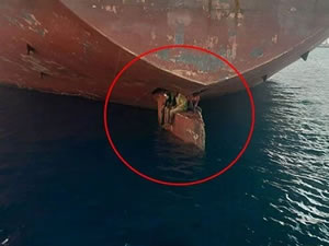 3 mülteci, geminin dümen palasında 11 gün seyahat etti