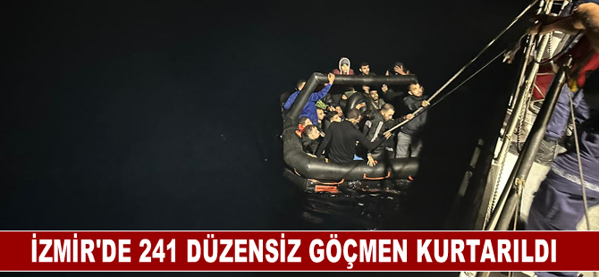 İzmir açıklarında 241 düzensiz göçmen kurtarıldı, 77 düzensiz göçmen yakalandı
