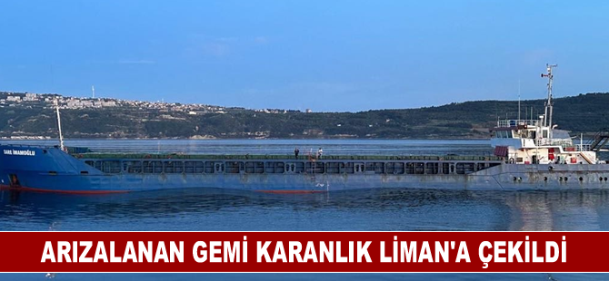 Makineleri arızalanan gemi Karanlık Liman Demir Sahası'na çekildi