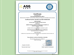 UNERCO, ISCC sertifikasını aldı