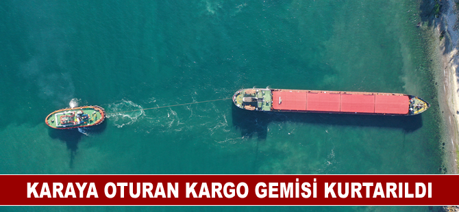 Mudanya'da karaya oturan kargo gemisi kurtarıldı