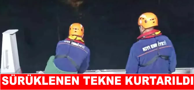Bodrum’da fırtınada sürüklenen tekne kurtarıldı