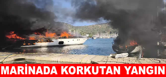 Fethiye'de marinada korkutan yangın: Dört tekne kül oldu