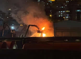 Zonguldak'ta TTK'ya ait liman sahasında yangın paniği!