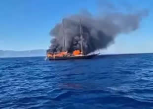 Bodrum’da 27 metrelik gulet cayır cayır yandı
