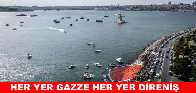 İstanbul Boğazı'nda deniz konvoyuyla Gazze eylemi