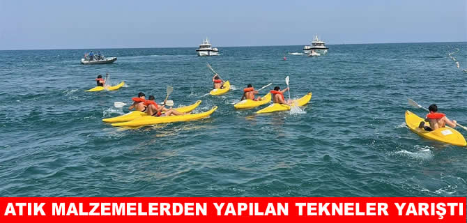 Hatay’da öğrenciler atık malzemelerden yaptıkları teknelerle yarıştı!