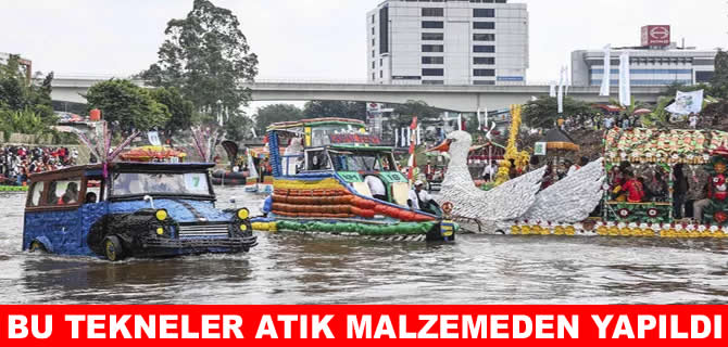 Çevre Festivali için geri dönüştürülmüş teknelerden geçit töreni