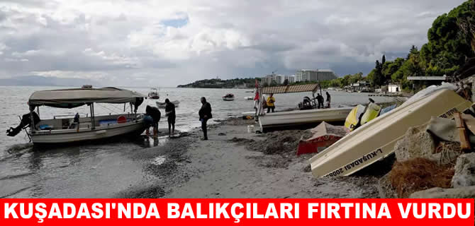 Fırtına Kuşadası’nı tarumar etti: Tekneler karaya oturdu
