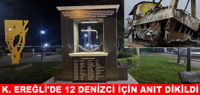 Kdz. Ereğli'de kaybedilen 12 denizci için anıt dikildi