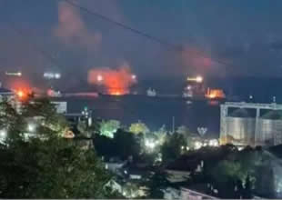 Ukrayna, Rus petrol altyapısını vurdu! 2 gemi hasar gördü