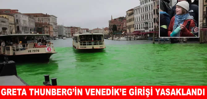 Greta Thunberg, Venedik’teki tarihi kanalı yeşile boyadı