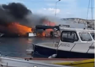 Çeşme'de balıkçı barınağında yangın: 7 tekne yandı