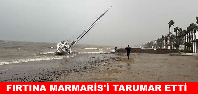 Marmaris’te fırtına felakete döndü! 3 tekne karaya vurdu
