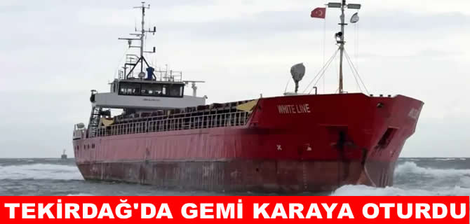 Tekirdağ’da fırtınada sürüklenen gemi karaya oturdu