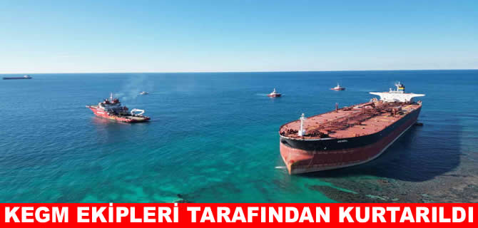 Bozcaadada’da karaya oturan tanker kurtarıldı
