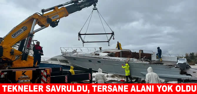 Antalya’da hortumun vurduğu tekneler vinçlerle kurtarılıyor