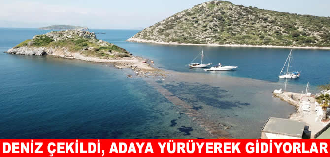 Deniz çekildi, adaya yürüyerek gidiyorlar
