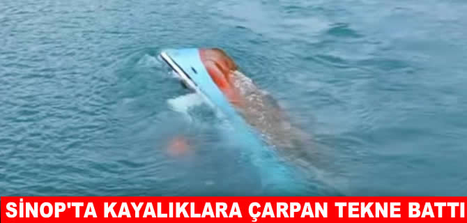 Gerze'de balıkçı teknesi kayalıklara çarparak battı