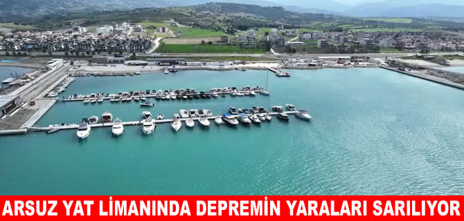 Arsuz Yat Limanı’nda deprem hasarları gideriliyor