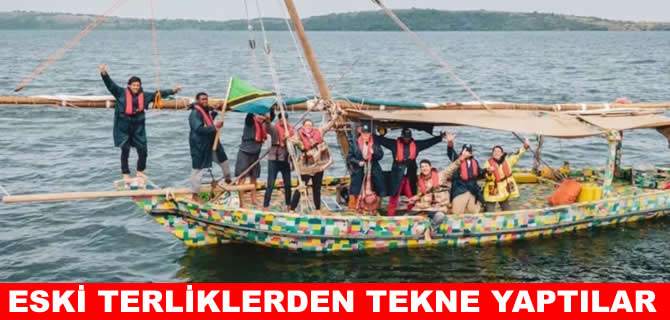 Eski terlikleri topladılar, tekneye dönüştürdüler