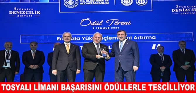 Tosyalı İskenderun Limanı’na “Yük Elleçlemesini En Fazla Artıran Liman” ödülü