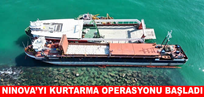 Karasu’da karaya oturan gemiyi kurtarma operasyonu başladı